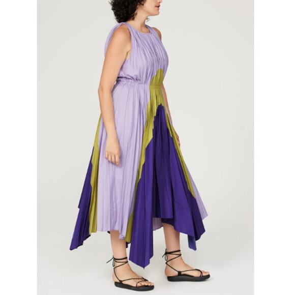 BIBHU MOHAPATRA Collective Purple Pleated Panel Casual Dress Size 6 - Picture 3 of 8